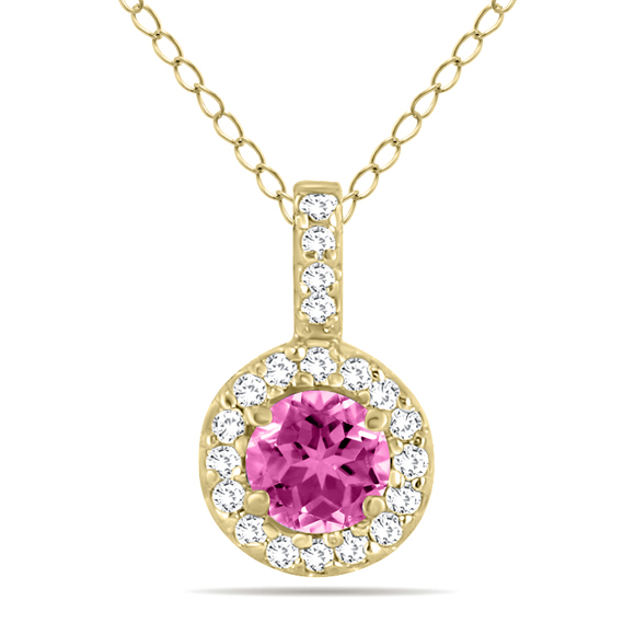 1/2 Carat TW Halo Pink Topaz And Diamond Pendant in 10K Yellow Gold,All Products : American Fashion Style Bags On Sale 1/2 Carat TW Halo Pink Topaz And Diamond Pendant in 10K Yellow Gold,All Products : American Fashion Style Bags On Sale
